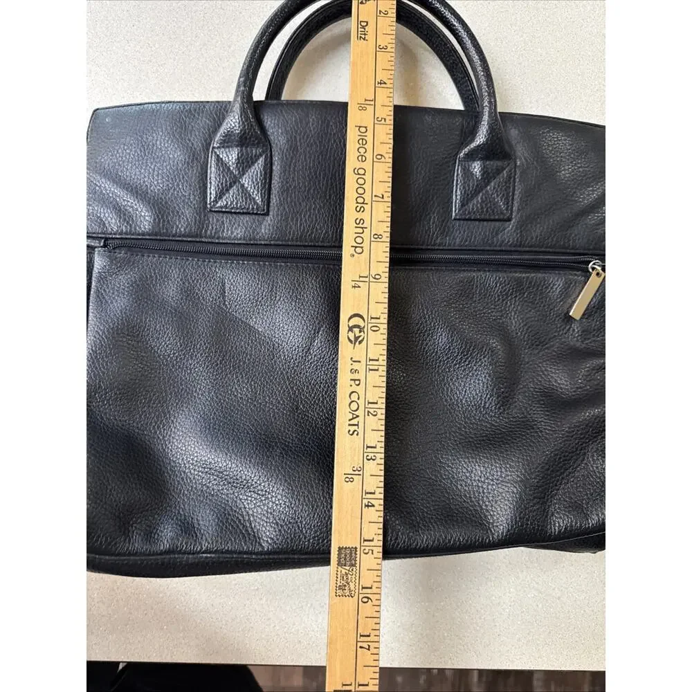Valerie Stevens Organizer Black Leather Brief Case/Shoulder Bag/Laptop Bag